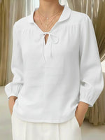 Women's Casual Peter Pan Collar Linen And Cotton Top