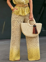 Retro Polka-dot Gradient Print Straight-leg Pants