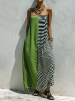Women's Retro Abstract Geometric Print Spaghetti-strap Maxi Dress