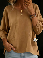 Women's Round-neck Linen Cotton Top