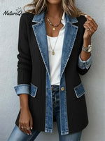 Knitted Patchwork Denim Casual Cotton Jacket