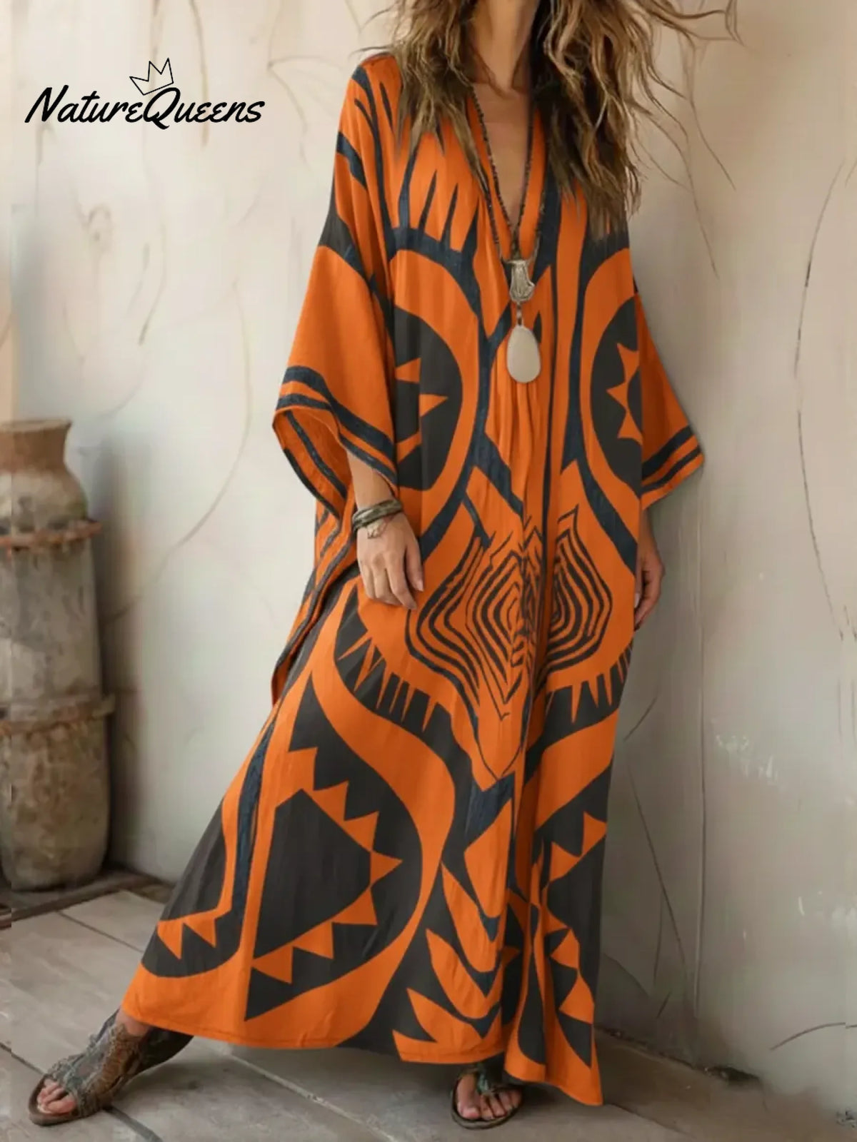 Women's Geometric Print Long Vacation Dress