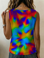 Colorful Gradient Speckle Decorative Pattern Women's No Sleeve Cotton Shirt