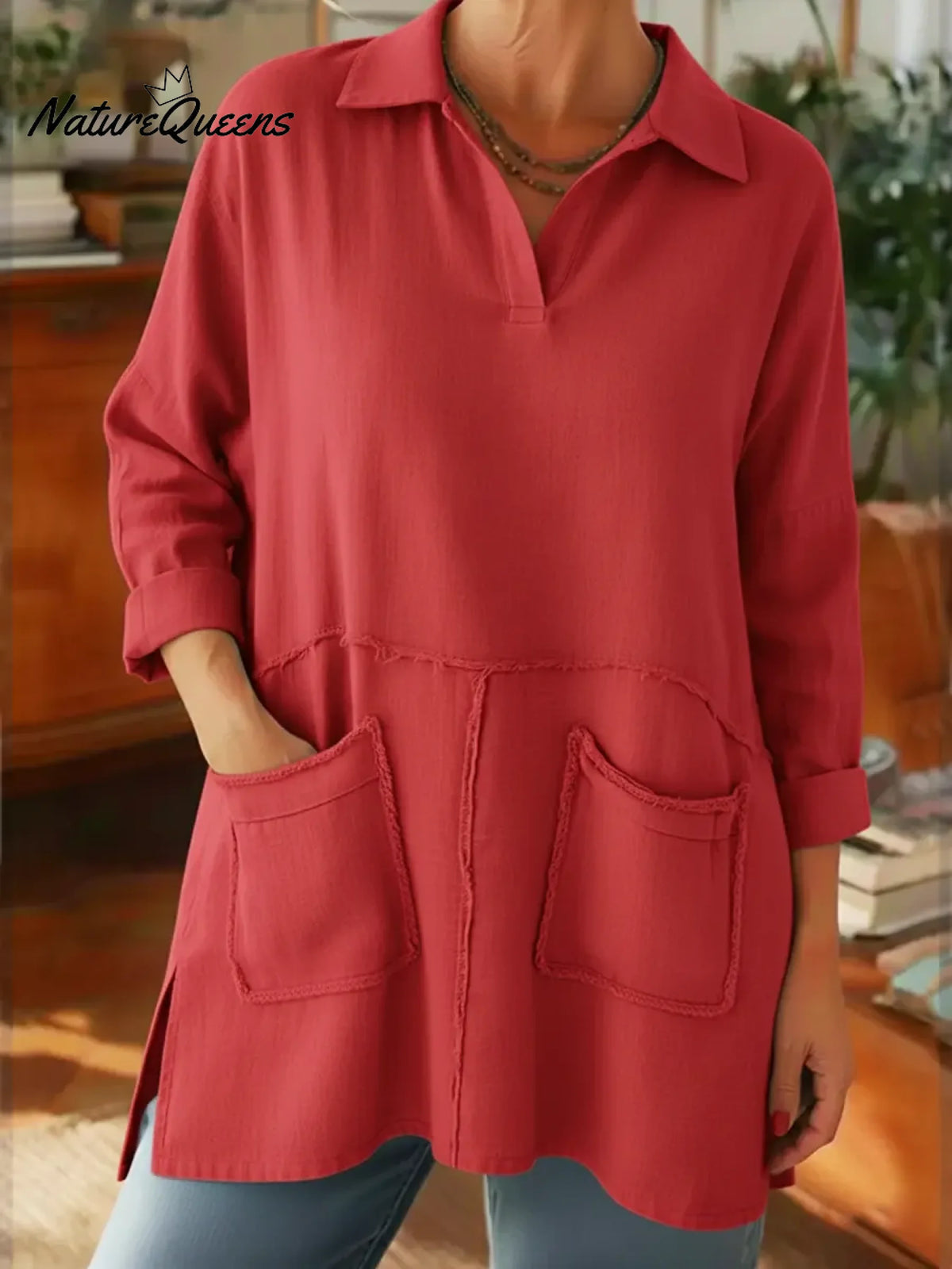 Women's Loose-fitting Casual Linen-cotton Top