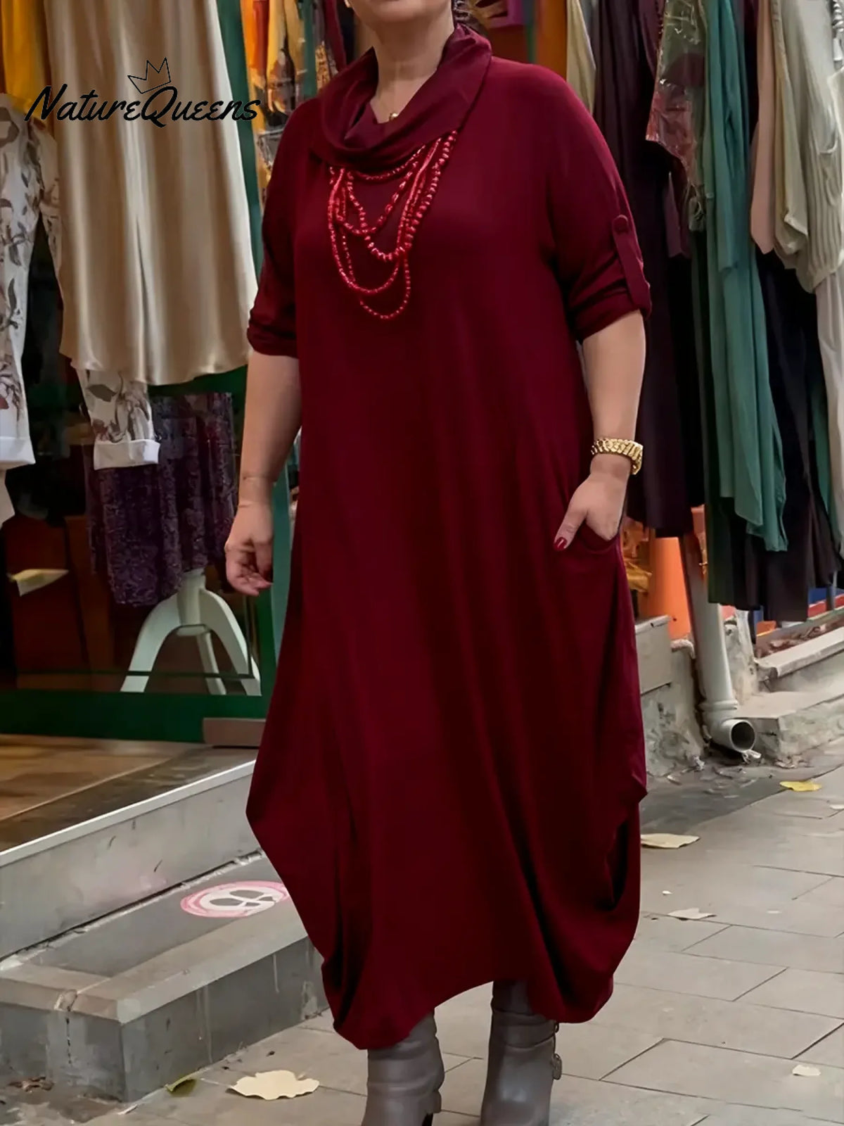 Women's Cozy Loose Long-sleeved Dress