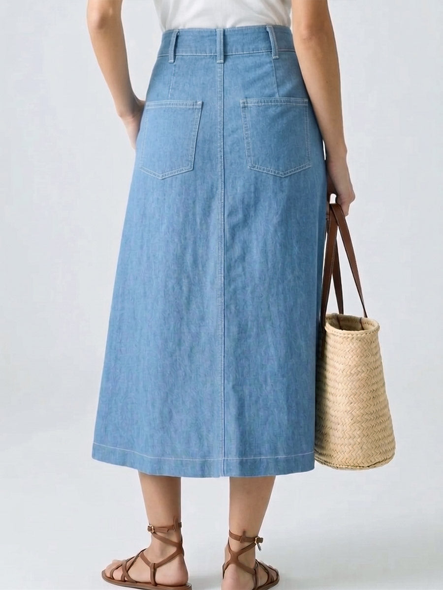 Women's High-waisted Loose-fit A-line Denim Skirt