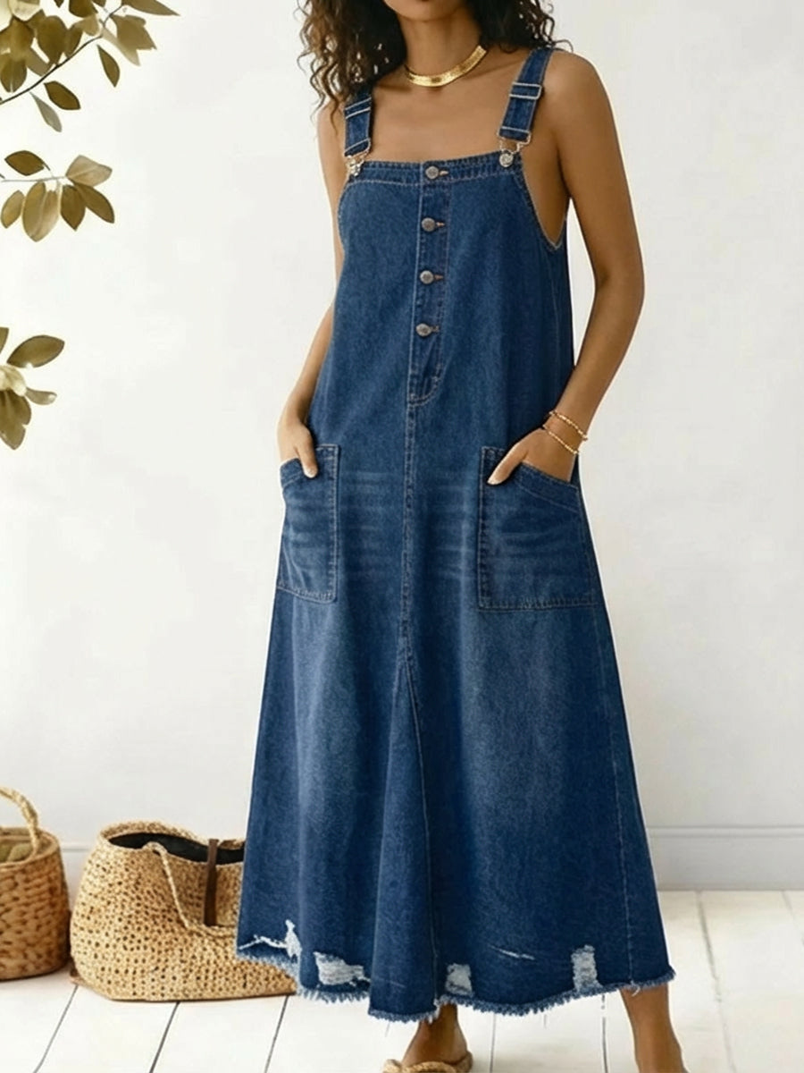 Women's Casual Sleeveless Cotton Denim Dress