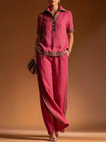 Casual And Cozy Linen And Cotton Shirt And Pants Two-piece Set