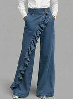 Women's single ruffled jeans