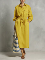 Linen And Cotton Dress With Drawstring Waist