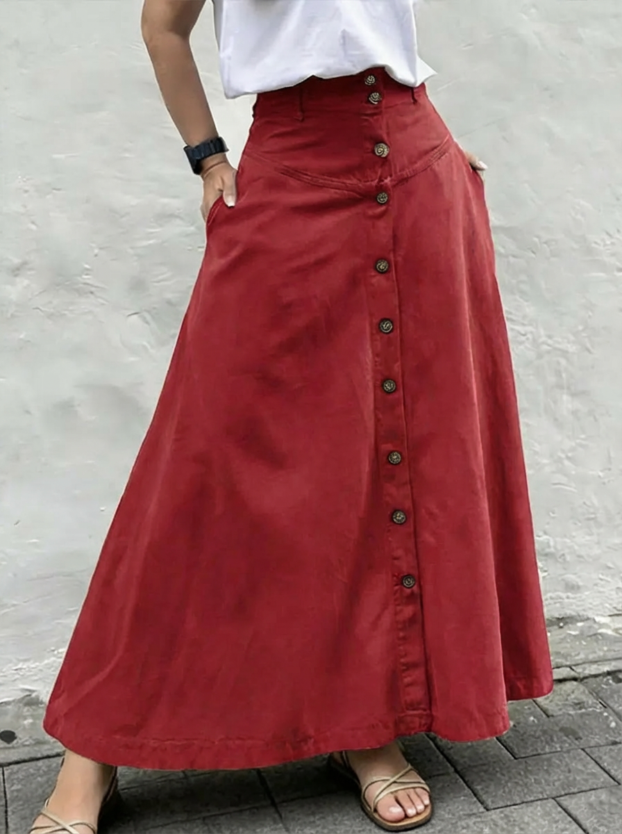 Women's Casual And Fashionable A-line Cotton Skirt