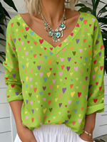Colorful Cute Heart-print Cotton T-shirt sweatshirt