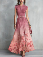 Stylish Ombré Floral Print Dress