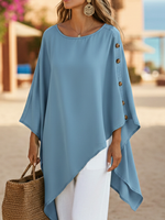 Elegant Flowing Irregular-hem Satin Blouse Top