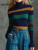 Women's Cozy Striped Turtleneck Sweater