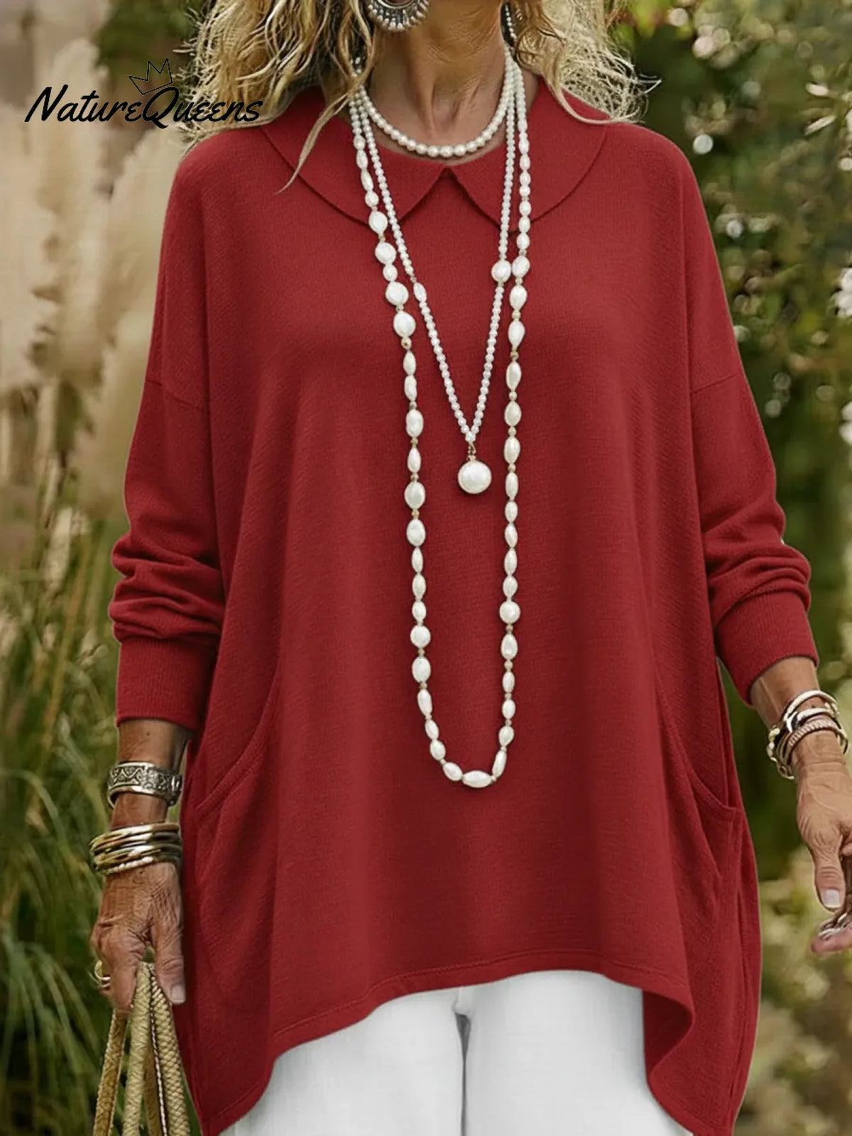 Retro Peter Pan Collar Irregular Hem Sweater Pullover