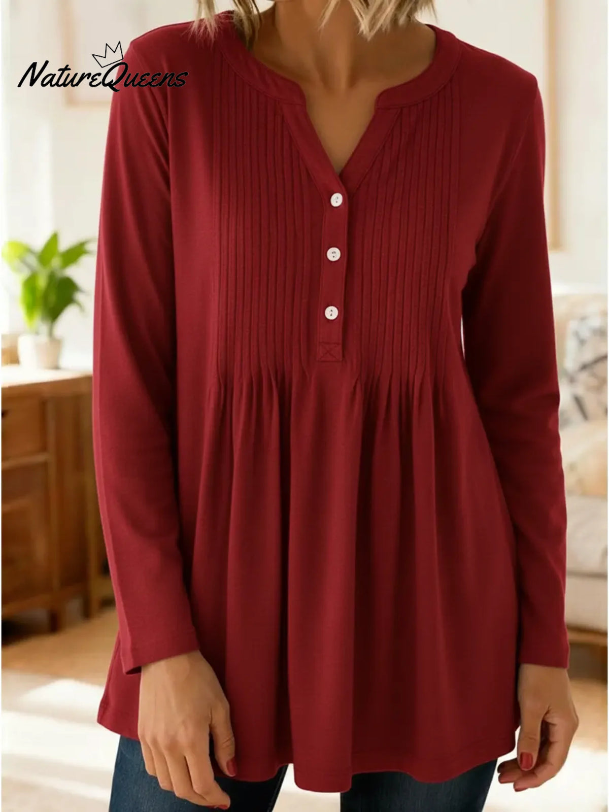 Women's Cozy Stretchy Knitted Pleated Cotton Top