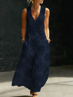 Elegant Floral Embroidery V-neck Dress