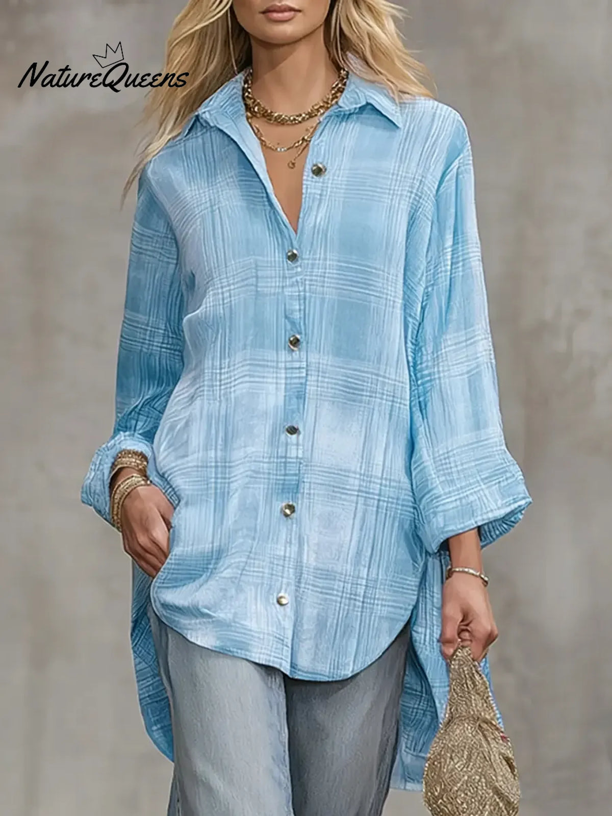 Women'sPlaid Shirt Collar Long Sleeve Casual Loose Velvet Top