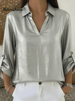 Women's V-neck Satin Shirt