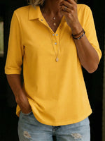 Casual Cozy Polo Collar 100% Cotton Half-sleeve T-shirt