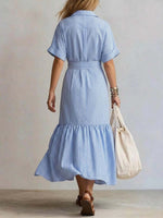 Women's Striped Pattern Art Casual Stylish Cotton Linen Dress