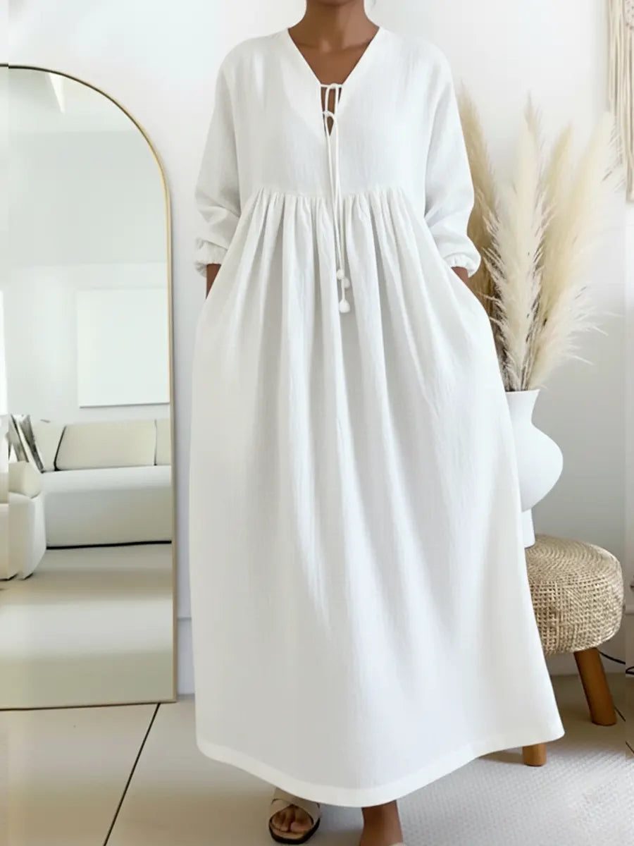 Women's Loose-fitting Linen And Cotton Dress