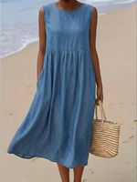 Women's Casual Denim Sleeveless Dress