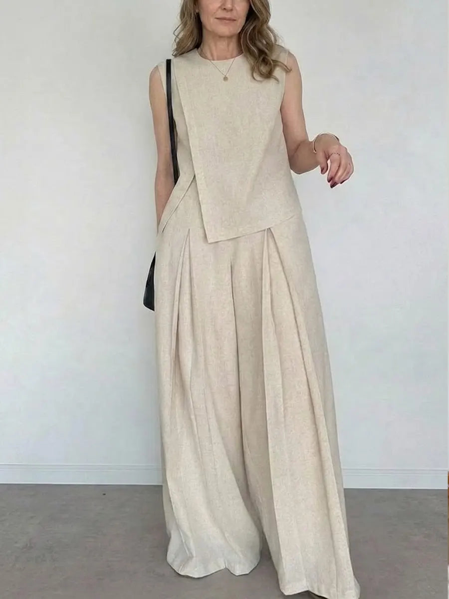 Women's Minimalist High-end Linen Two-piece Set
