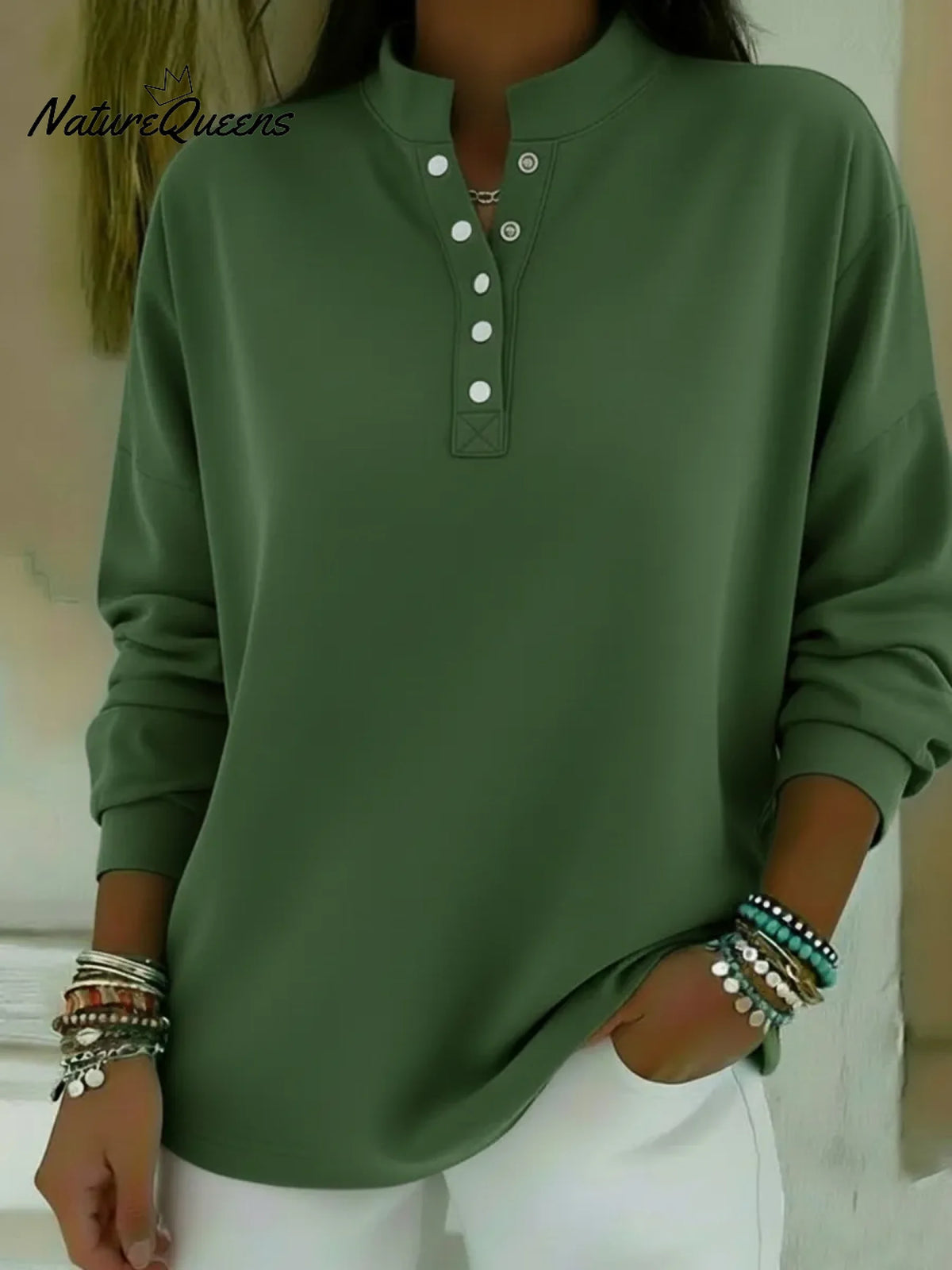 Classic Cozy Stand-collar Cotton Sweatshirt