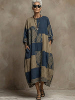 Bohemian Vintage Paisley Print Linen And Cotton Dress