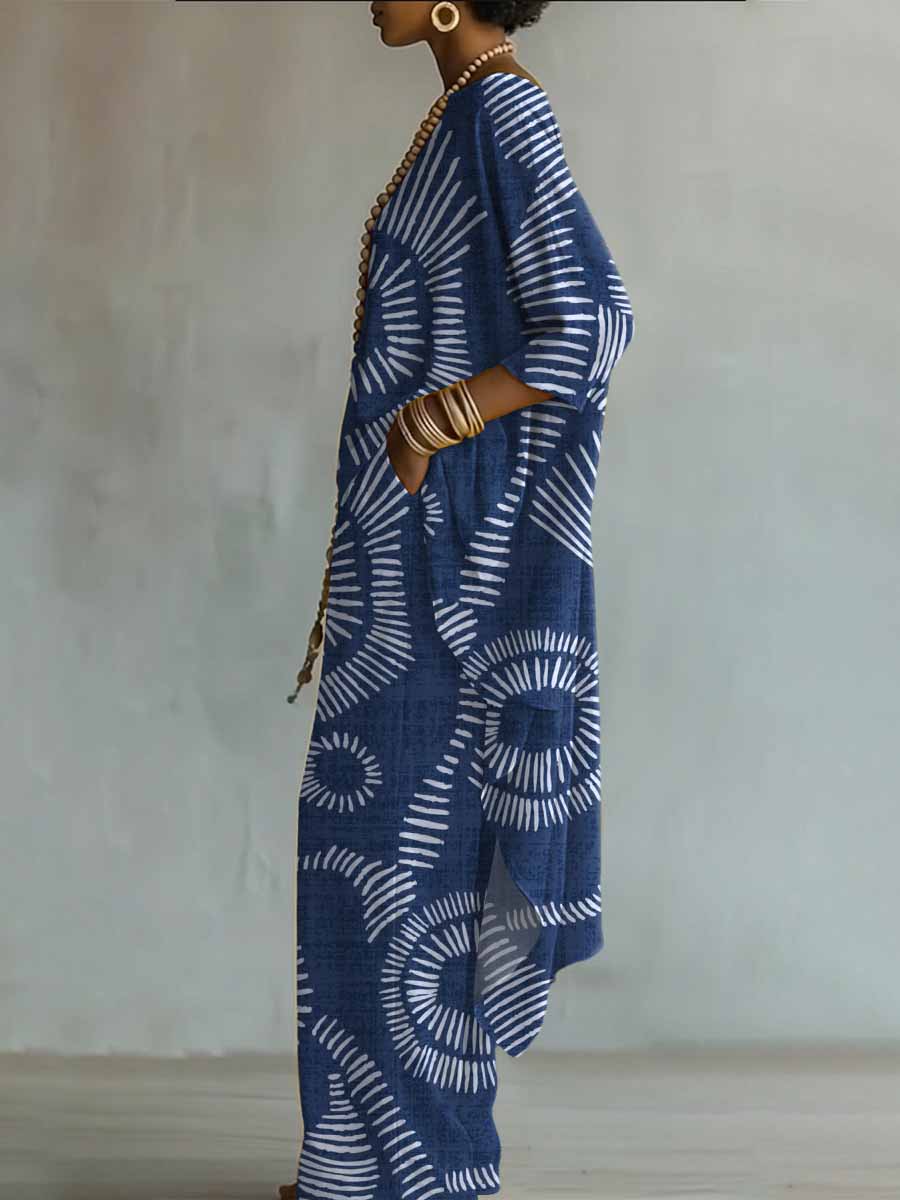 Elegant Retro Geometry Print Two-piece Set