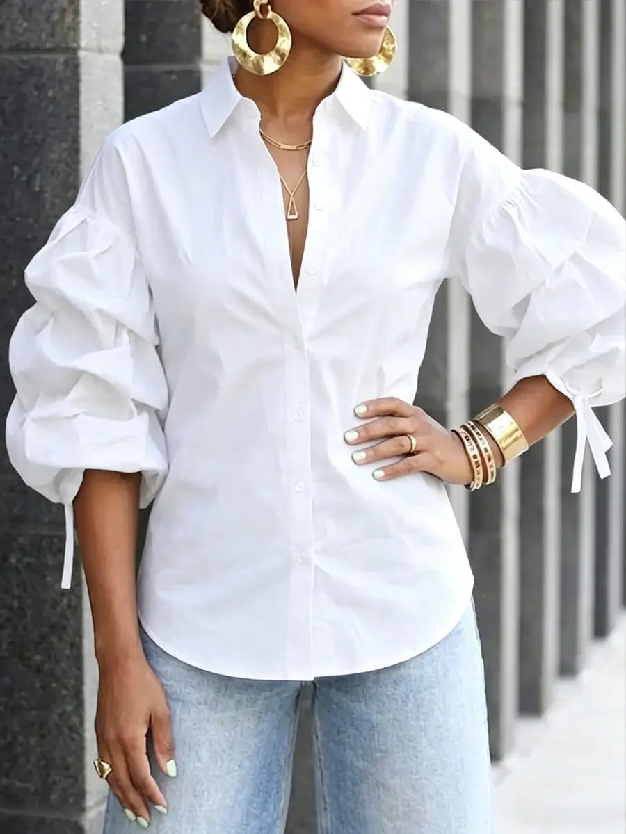 Women's Casual Design Puff Sleeve Shirt