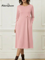 Women's Cozy Long-sleeved Cotton Dress