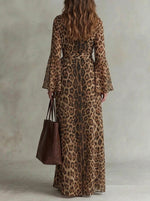 Women's Vintage Leopard-Print Chiffon Dress