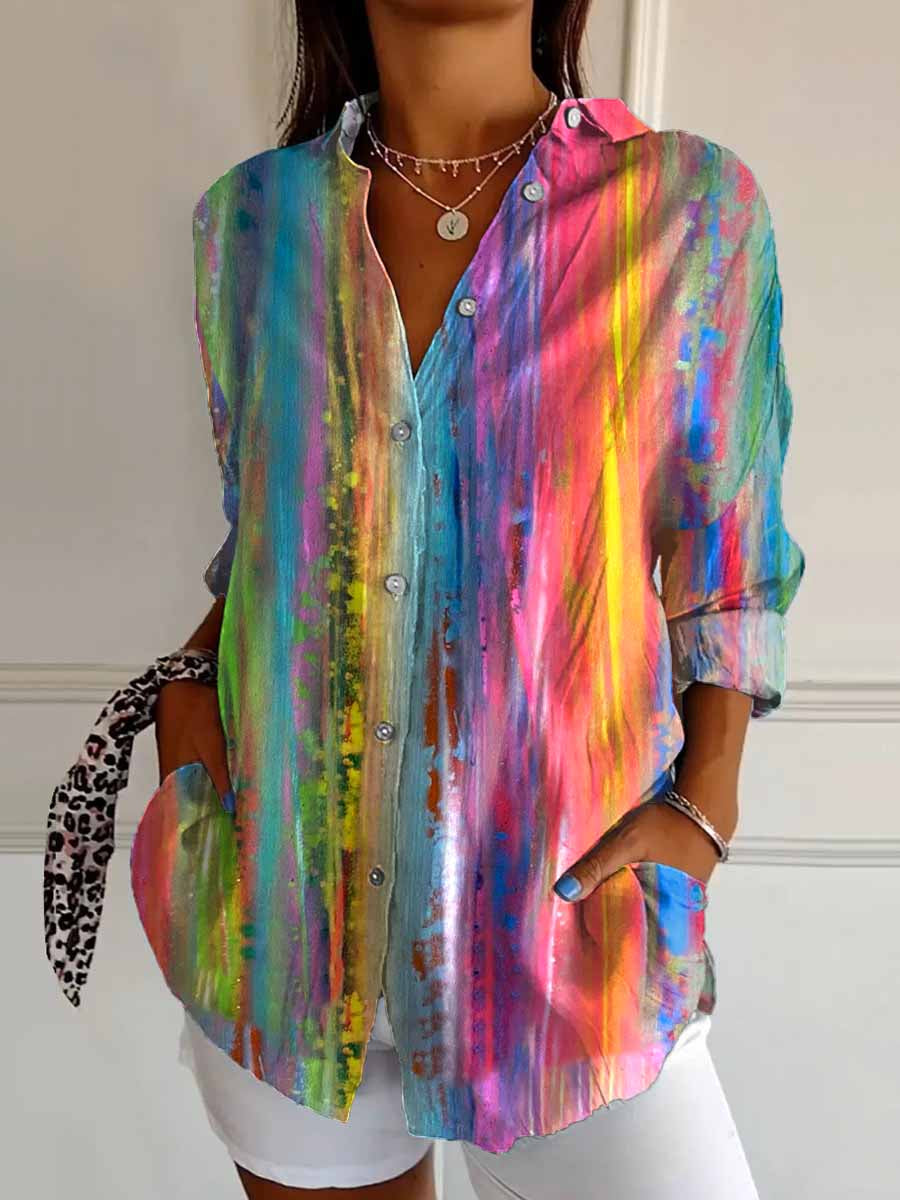 Women's Abstract And Colorful Print Casual Long-sleeve Shirt
