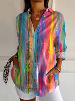 Women's Abstract And Colorful Print Casual Long-sleeve Shirt