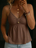 Women's V-neck Button-front Spaghetti Strap Top