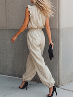 Cozy Vacation-style Mock-neck Ruffled Two-piece Set