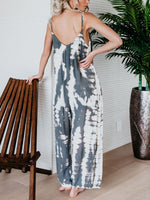 Casual Artistic-print Linen And Cotton Jumpsuit
