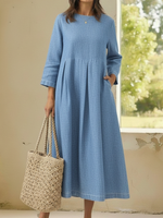 Elegant And Cozy Denim Cotton Dress