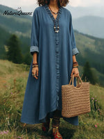 Boho Style Casual Lace V-neck A-line Cotton Dress