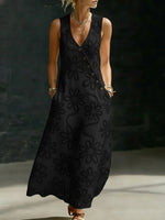 Elegant Floral Embroidery V-neck Dress