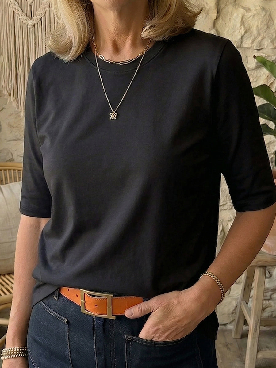 Cozy Minimalist Half-sleeve 100% Cotton T-shirt