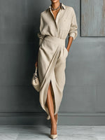 Casual Linen And Cotton Shirt And Skirt Two-piece Set