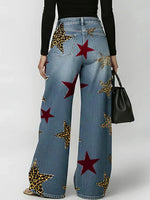 Women's Retro Leopard Print Casual Straight-leg Jeans