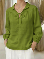 Women's Casual Peter Pan Collar Linen And Cotton Top