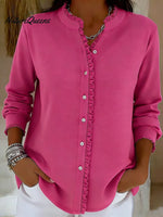 Retro Casual Lace Collar Button Shirt