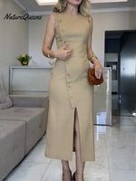 Women's Elegant Sleeveless Button-down Dress