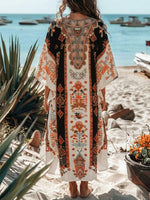Women's Retro Ethnic Pattern Art Print Casual Cotton Linen Dress